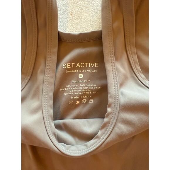 Set Active Sportbody One Piece Unitard Romper with Biker Shorts Sz XL Gray - Picture 3 of 5